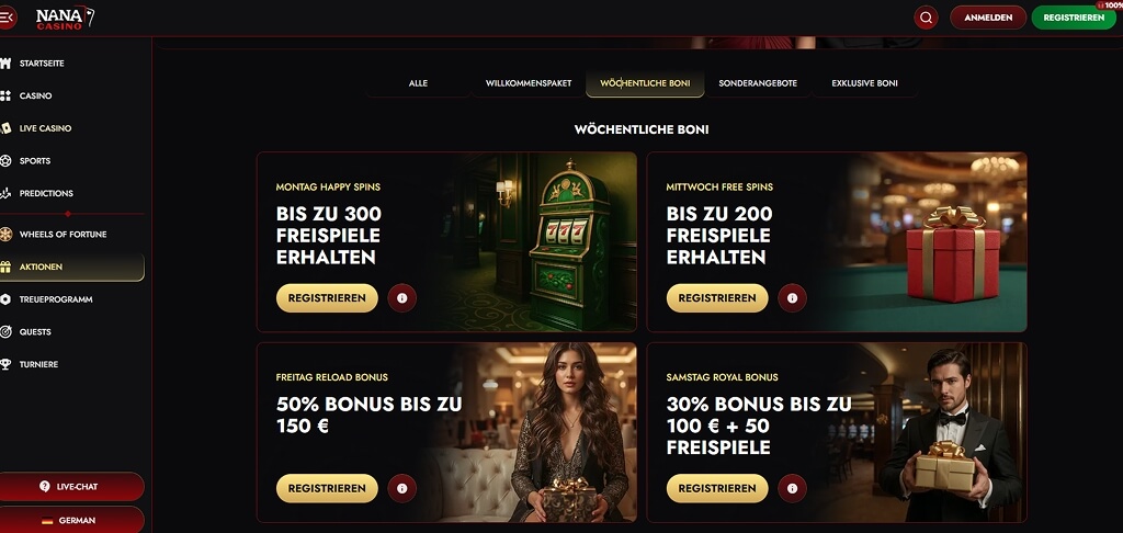 Nana Casino -Aktionen
