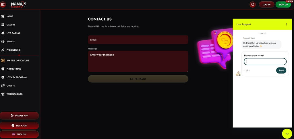 Nana Casino Conact Us