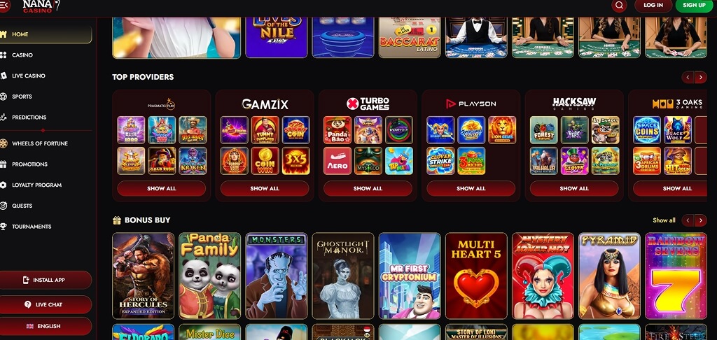 Nana Casino Interface