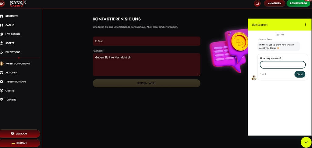 Nana Casino Kontaktieren Sie uns
