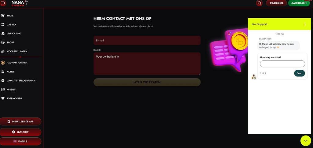 Nana Casino Neem contact met ons op