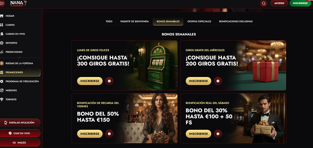 Promociones de Nana Casino